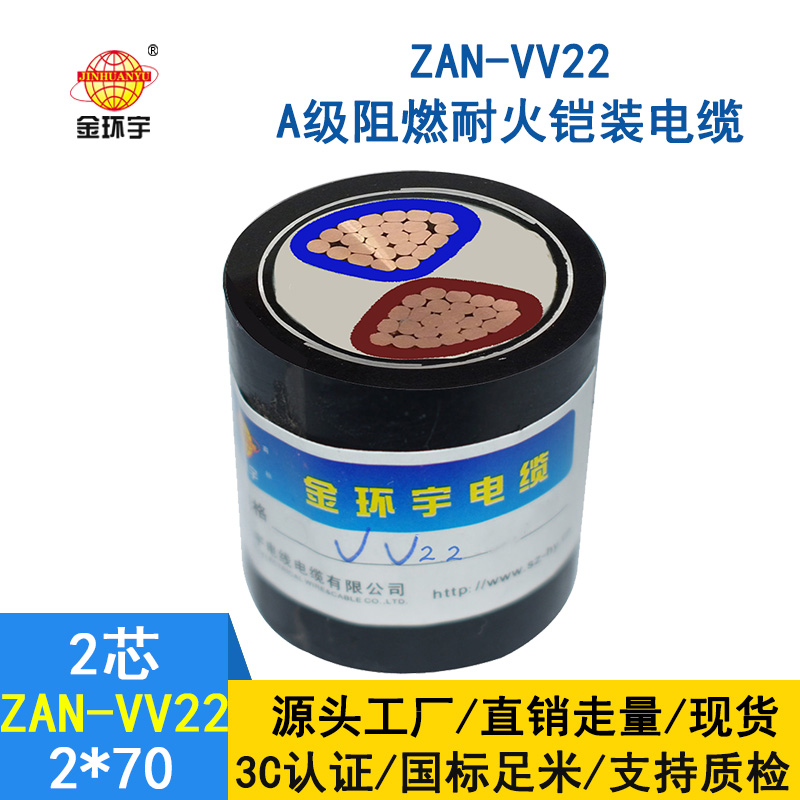 金環(huán)宇電纜 ZAN-VV22-2*70 鎧裝電纜vv22阻燃耐火電力